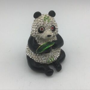 Bejewelled Panda Bear Hinged Metal Enamelled Rhinestone, Trinket Box